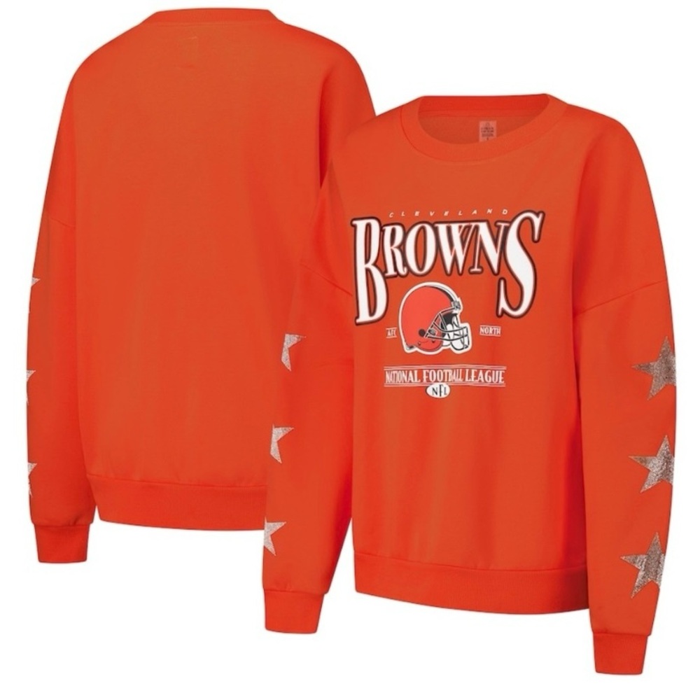 Cleveland Browns (UNISEX) Gameday Couture Embellished Sleeve Crewneck NWT 🌴